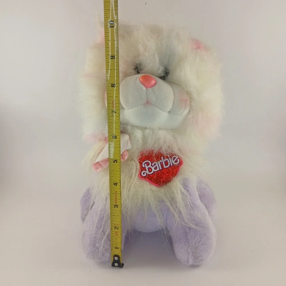 Vtg 1986 Mattel Barbie Rockers Plush White Purple Sparkle Cat Kitten Stuffed Toy